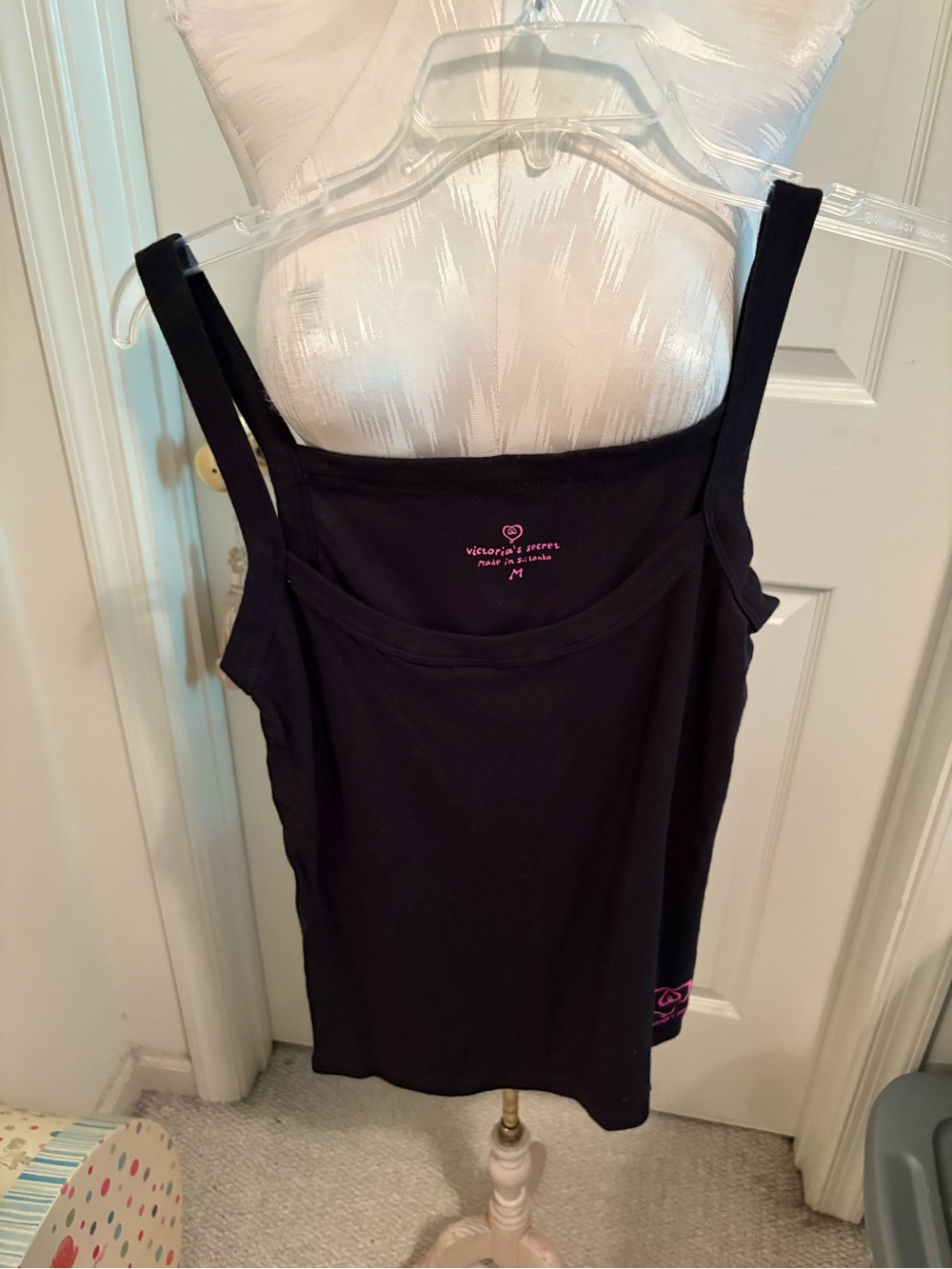 Victoria's Secret Black Tank Top with Pink Logo new size M